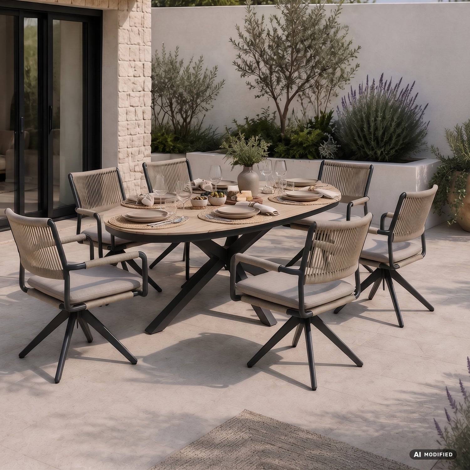 SUMMER SALE ☀️⛱️🏝️  Essgruppe / Dining Set CORDA kombiniert mit dem VOLTERRA Design-Tisch