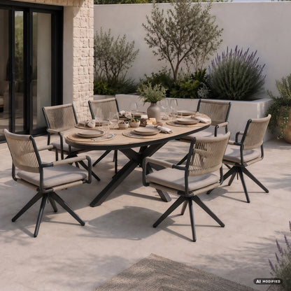 SUMMER SALE ☀️⛱️🏝️  Essgruppe / Dining Set CORDA kombiniert mit dem VOLTERRA Design-Tisch
