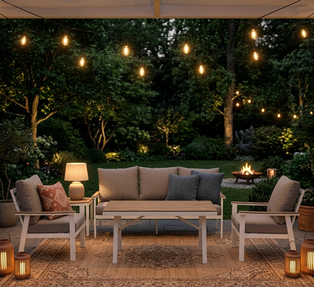 🔥 DEAL OF THE WEEK 🔥 Aluminium / Nonwood Dining Lounge Set Isla weiß/natur - extra hoher Rücken