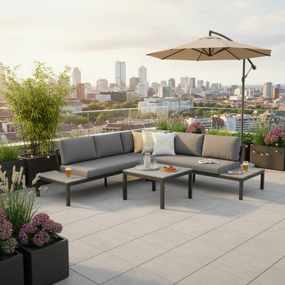 Moderne Eck - Lounge aus Aluminium &amp; Non-Wood &quot;MIRO&quot; Wetterfest inkl. Olefin Auflagen