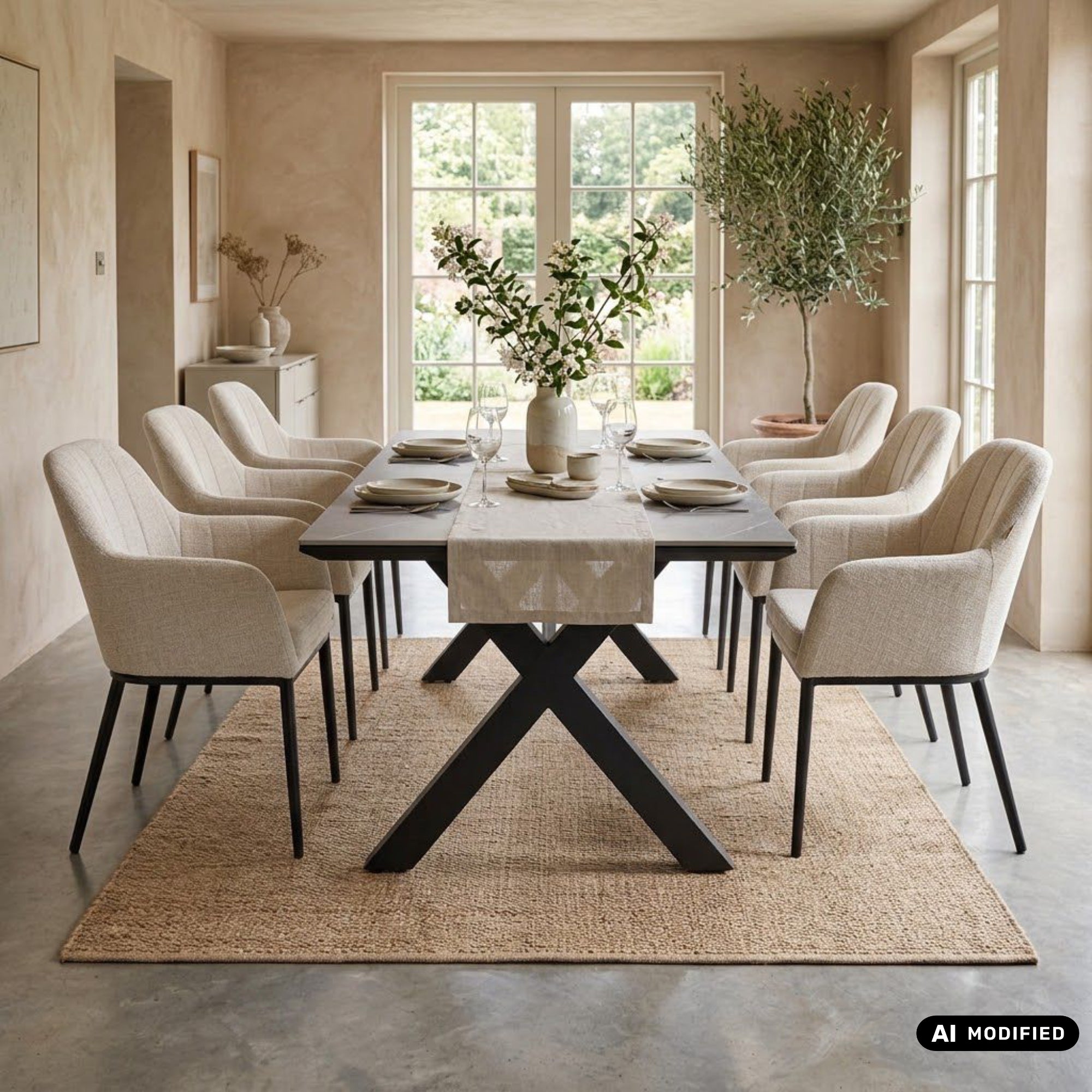 OUTDOOR DINING MIT WOHNZIMMERGEFÜHL! VELUVÉ by LIKA-TEX® Dining Set HERITAGE &amp; AVANTAGE – 6 Sessel + Sintered-Stone Tisch
