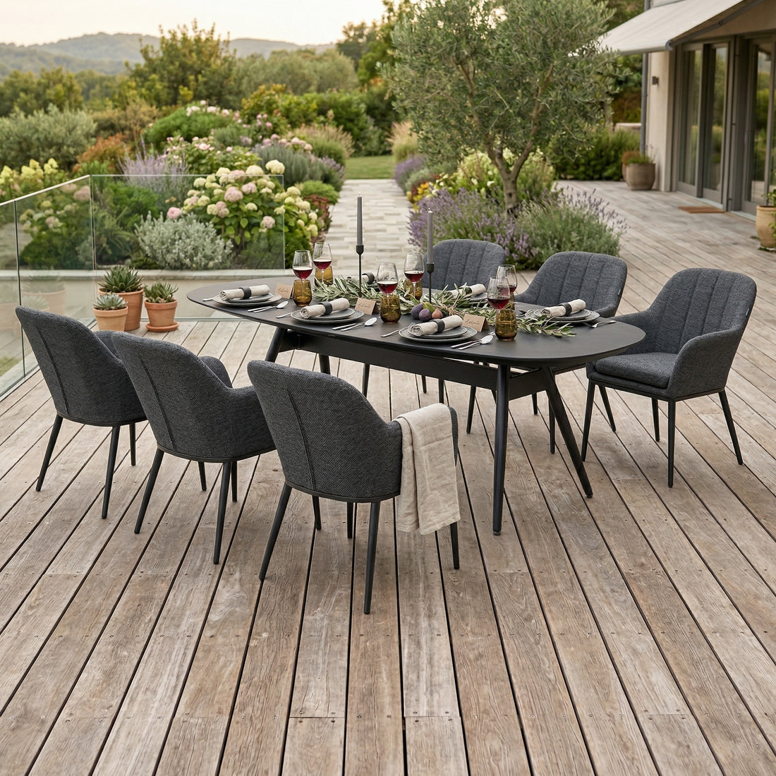 LUXURY! ESSGRUPPE / Dining Set HERITAGE ONYX / 365 Tage wetterfest genießen
