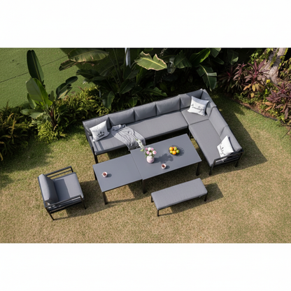 High Quality Living zum Angebotspreis ☀️ XXL Dining Lounge Set Portland / Ausziehtisch - variabel stellbar / bis zu 10x Personen