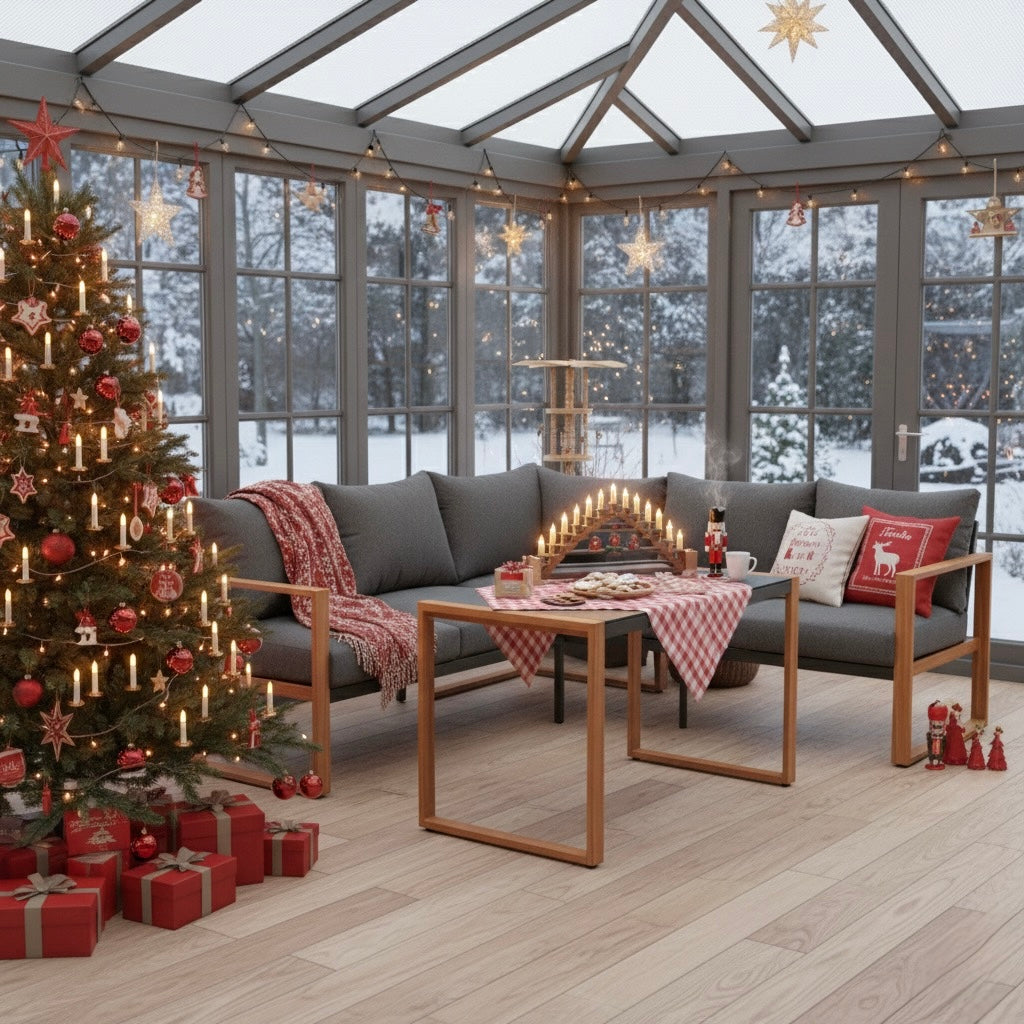***CHRISTMAS SPECIAL*** Moderne Aluminium Eck Lounge Luzern in edler Teak-Holzoptik