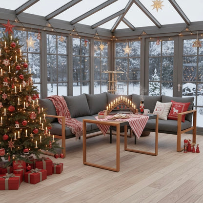 ***CHRISTMAS SPECIAL*** Moderne Aluminium Eck Lounge Luzern in edler Teak-Holzoptik