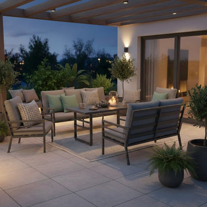 Erstklassikes Komfort Dining Lounge Set Osaka / hoher Tisch ideal zum Speisen / bequeme Kissen