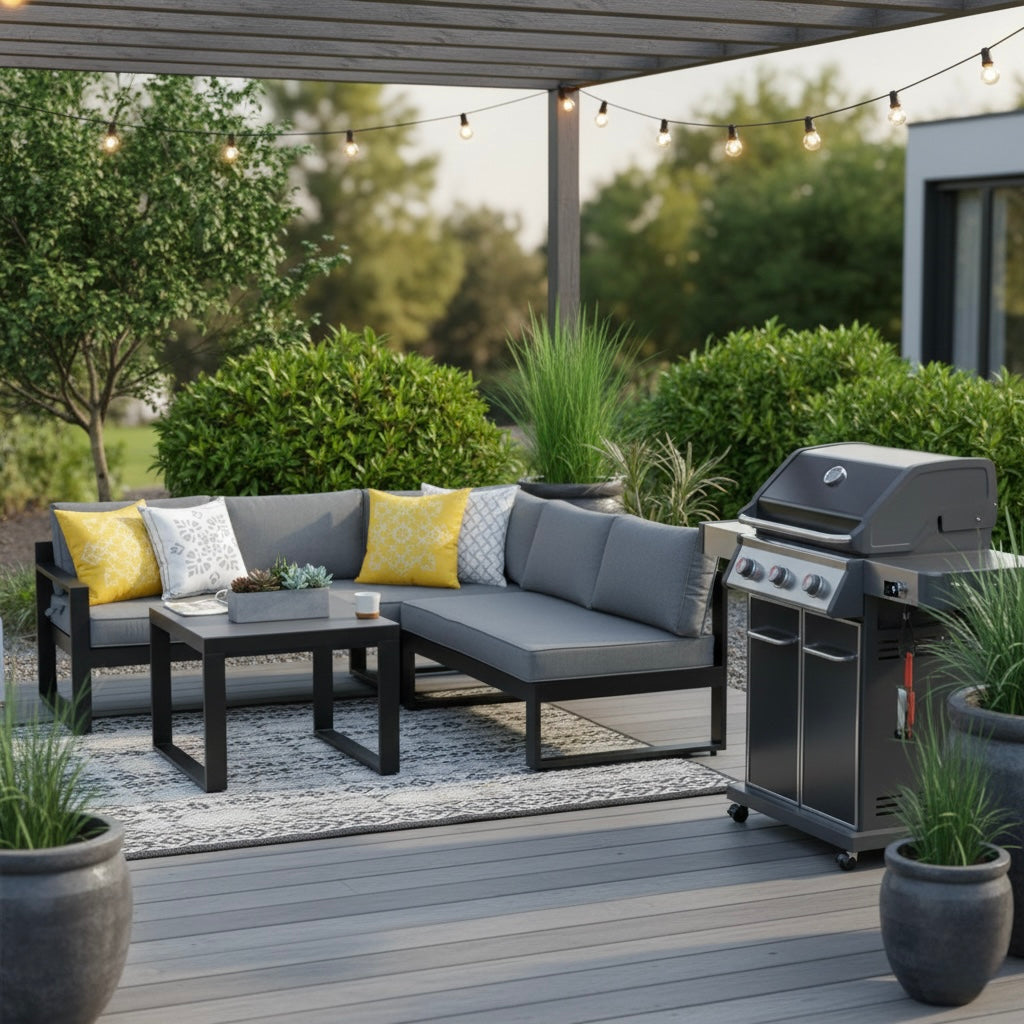 *** Outdoor-Highlight zum Jahresstart ***   Gartenlounge Lugano – Komfortable Ecklounge mit verstellbarem Kopfteil