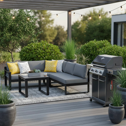 *** Outdoor-Highlight zum Jahresstart ***   Gartenlounge Lugano – Komfortable Ecklounge mit verstellbarem Kopfteil