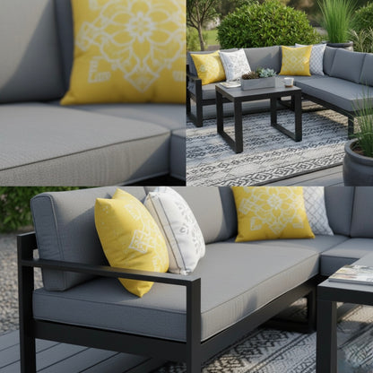 *** Outdoor-Highlight zum Jahresstart ***   Gartenlounge Lugano – Komfortable Ecklounge mit verstellbarem Kopfteil