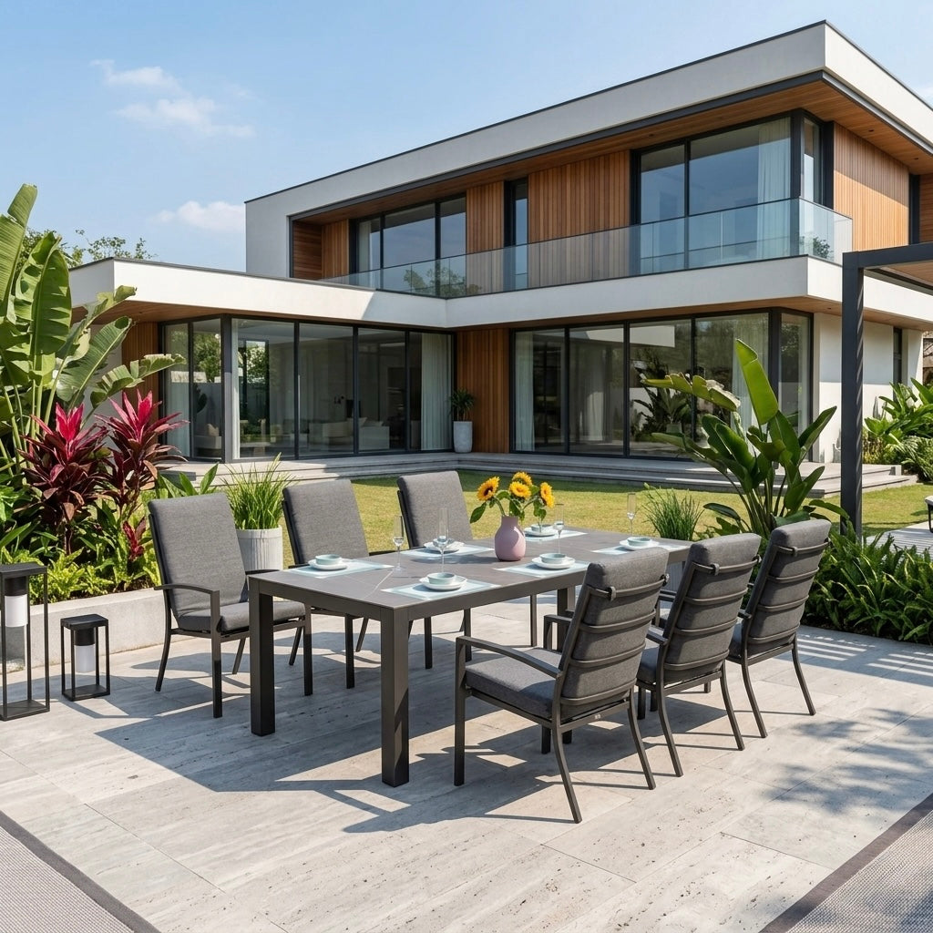 OUTDOOR NEU DEFINIERT! Premium Set Neapel Nero inkl. Madri Sintered Stone Tisch 220x100cm