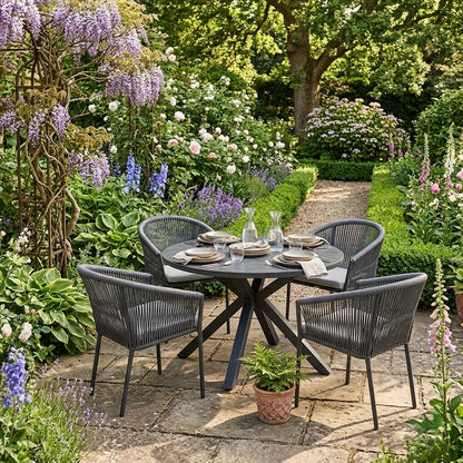 Gartenmöbel Set / Essgruppe Manhattan bestehend: 4 x Stapelsessel &amp; 1 x Tisch rund Ø120cm