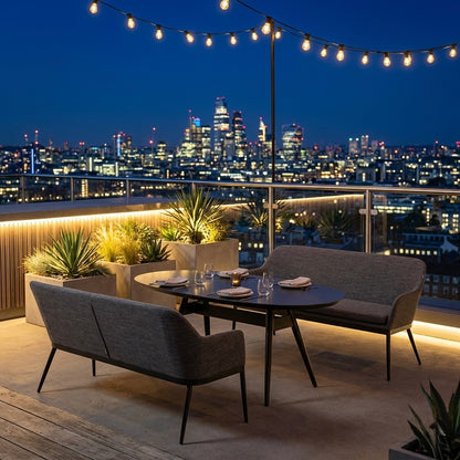 Exklusive Flair! Das Outdoor Dining Set EVARA VELUVÉ / LIKA-TEX® - 100% wetterfest