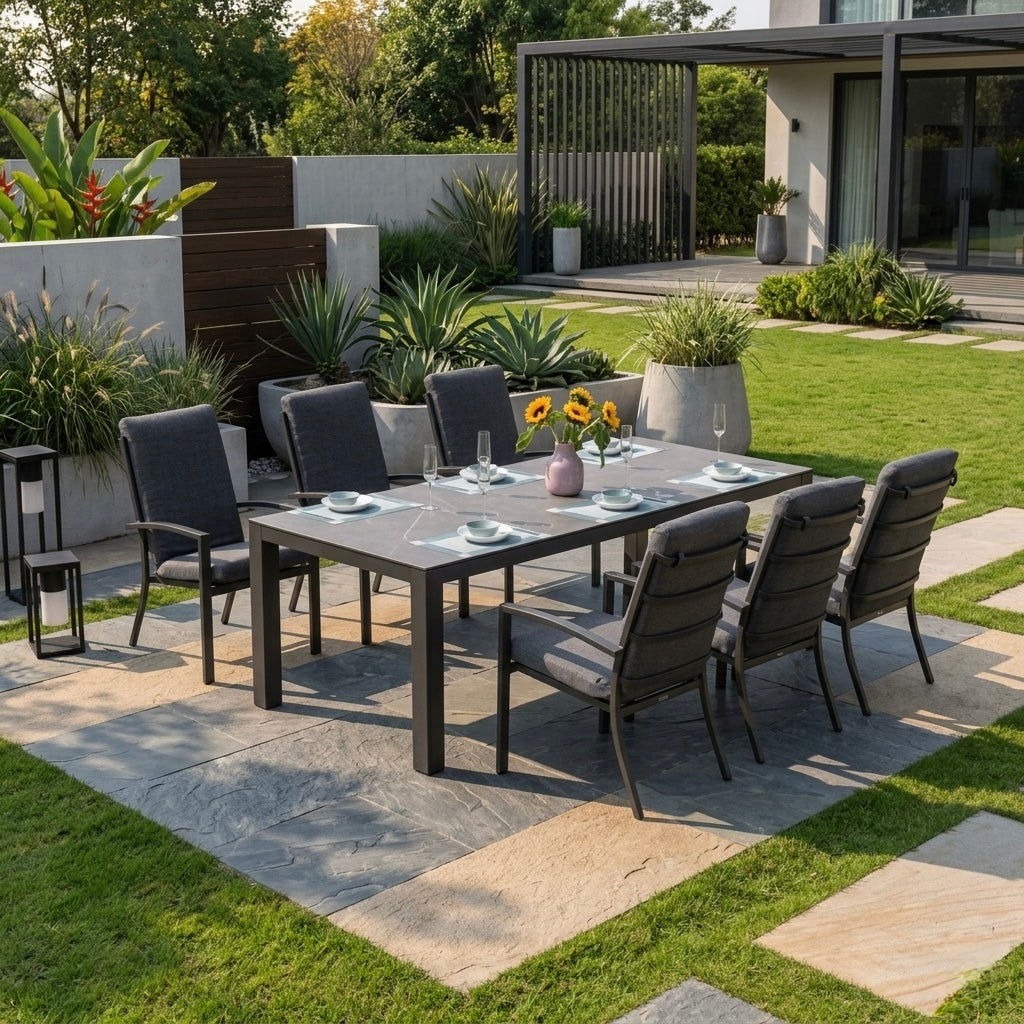 OUTDOOR NEU DEFINIERT! Premium Set Neapel Nero inkl. Madri Sintered Stone Tisch 220x100cm