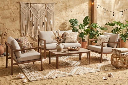 ☀️  JETZT VORBESTELLEN! Inspired by nature! Boho Lounge Set SAHARA / sieht aus wie Holz ist aber wetterfestes Aluminium!