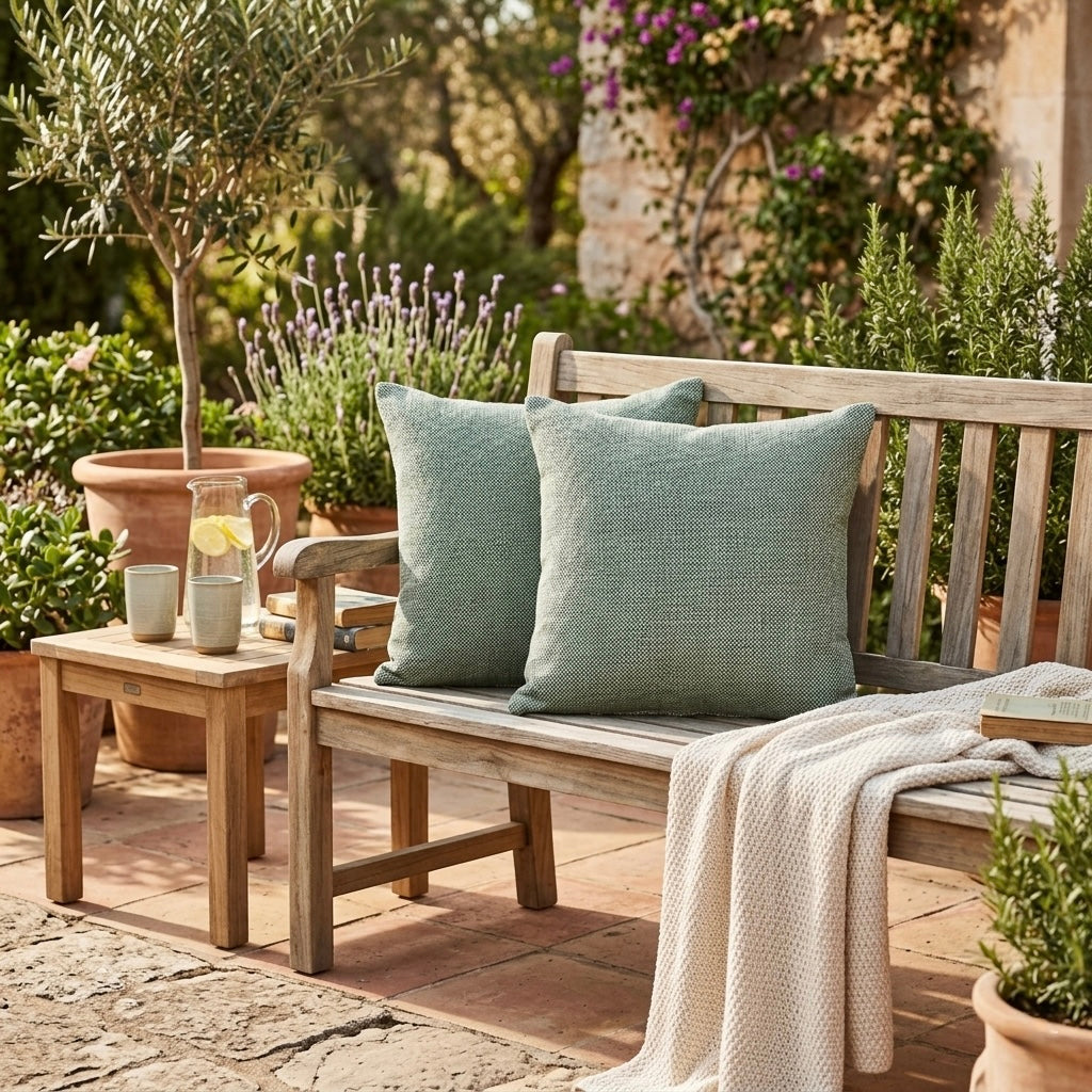 2er Set Outdoor Dekokissen grün ca. 40 x 40cm wetterfest