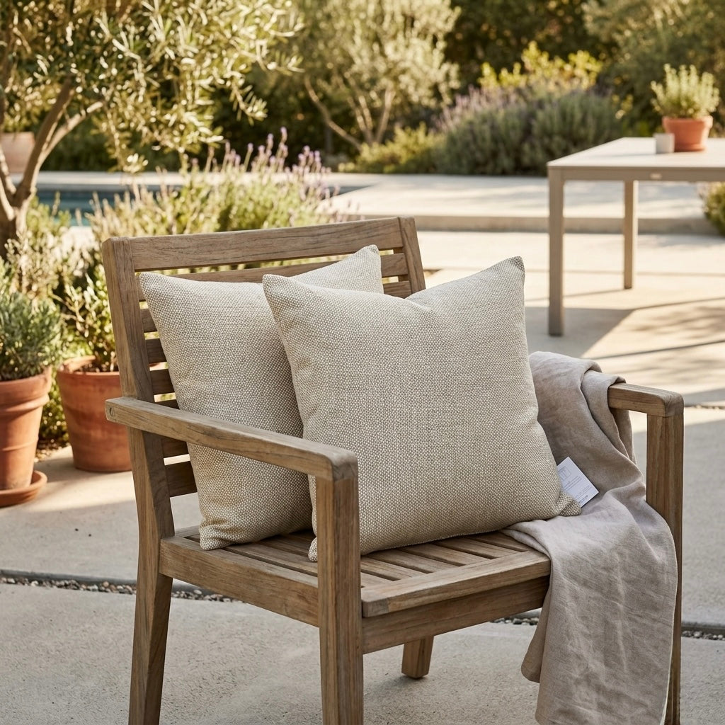 2er Set Outdoor Dekokissen natur ca. 40 x 40cm wetterfest