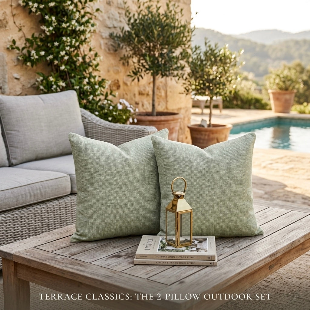 2er Set Outdoor Dekokissen hellgrün ca. 40 x 40cm wetterfest – Mandalika Outdoor & Living Products GmbH
