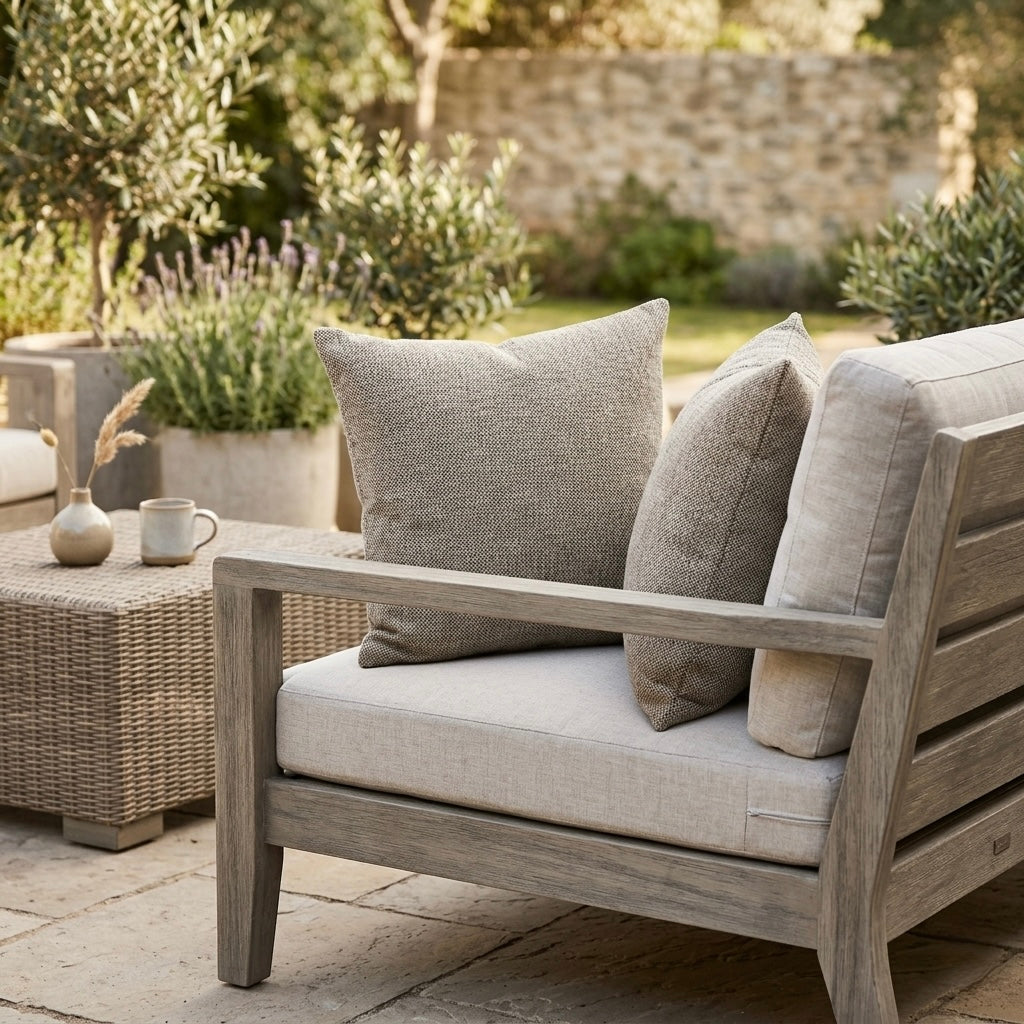 2er Set Outdoor Dekokissen beige ca. 40 x 40cm wetterfest