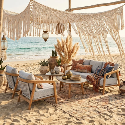 Inspired by nature! Lounge Set Granvia eine Kombination aus massivem Teakholz, Alu, Rope &amp; Olefin Stoff