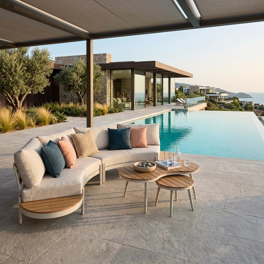 EIN TRAUM IN NATUR! Lounge Set Ronda natur / olive grün wetterfeste Olefin Bezug