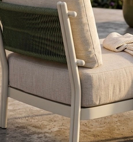 EIN TRAUM IN NATUR! Lounge Set Ronda natur / olive grün wetterfeste Olefin Bezug