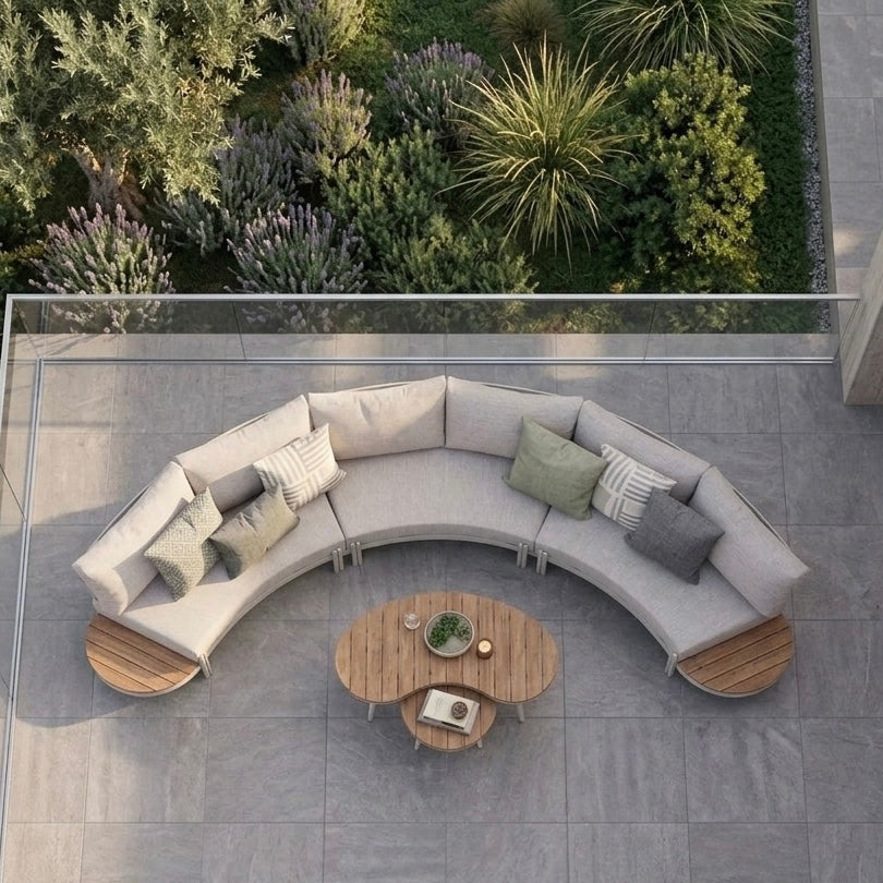 EIN TRAUM IN NATUR! Lounge Set Ronda natur / olive grün wetterfeste Olefin Bezug