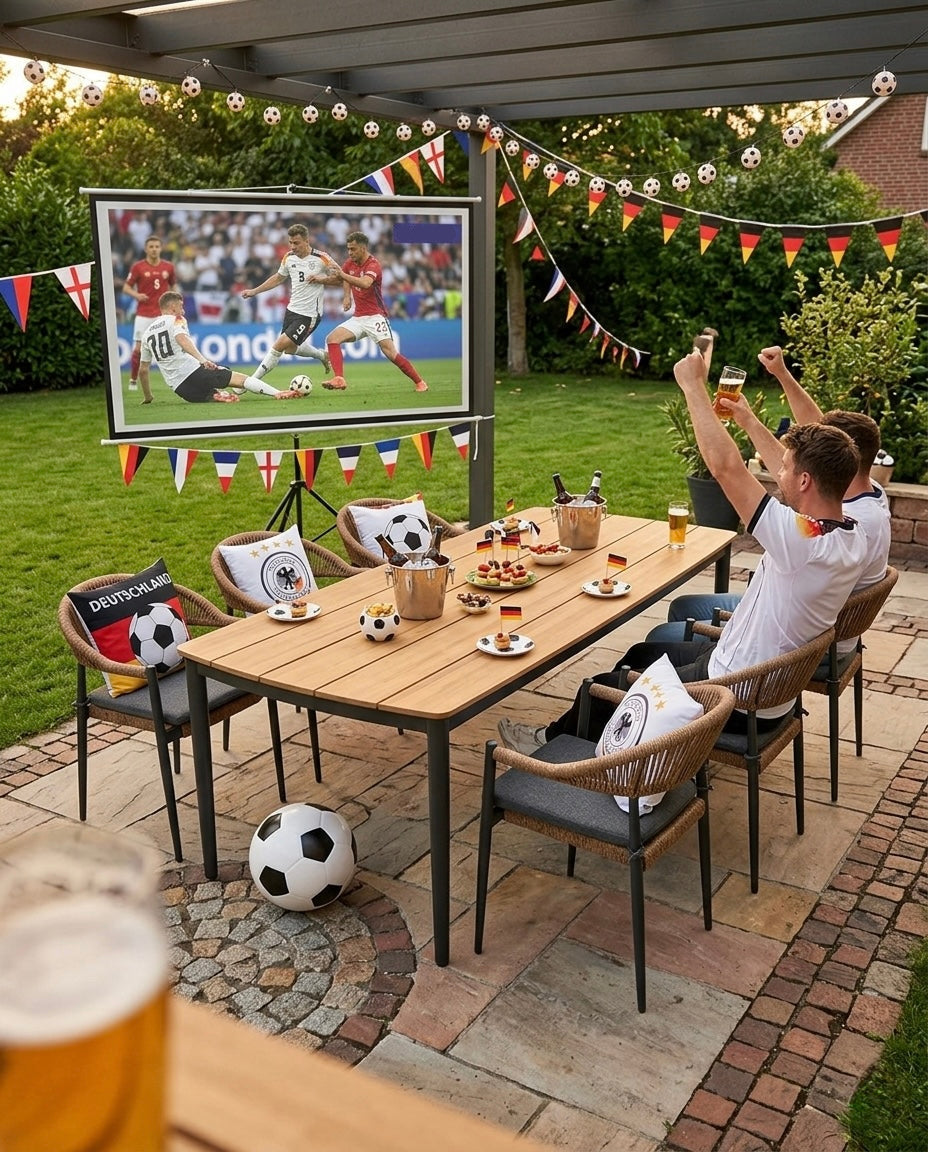 ⚽️ 🏆Unser WM Special! ⚽️🏆 JETZT ZUGREIFEN, JETZT SPAREN! Modern trendige Essgruppe Selva Aluminium / Polyrope Cord inkl Sitzkissen