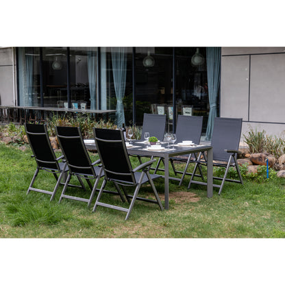 7 tlg. Premium Dining Set / Essgruppe Avantage Dark Moon inkl. Dining Tisch Lyon 220 x 100cm