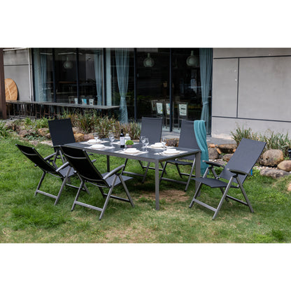 7 tlg. Premium Dining Set / Essgruppe Avantage Dark Moon inkl. Dining Tisch Lyon 220 x 100cm