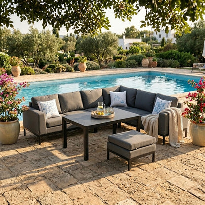 SUMMER SALE ☀️⛱️🏝️  LUXUS!  Outdoor Lounge Set Tarent 100% wetterfest mit LIKA-TEX® Bezug in der Trendfarbe ash