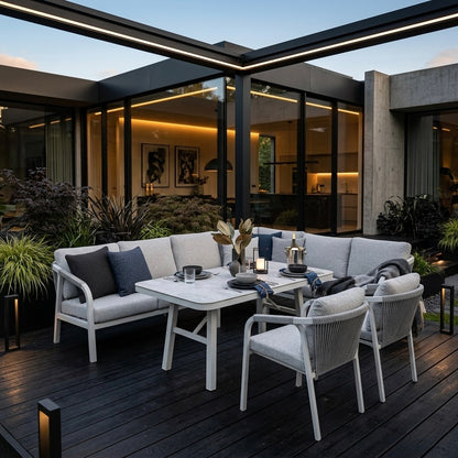 LUXUS PUR! Eck - Lounge Set Harvey inkl. 2 Sessel in der Farbe Off White / wetterfest
