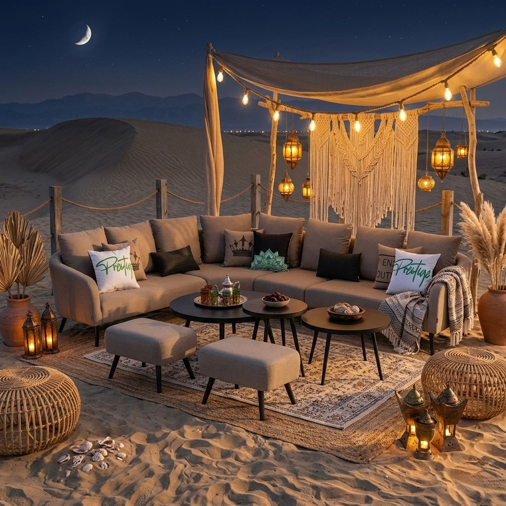 ☀️ AUS DER AUSSTELLUNG ☀️   LUXUS PUR! Outdoor Lounge Set Riviera 100% wetterfest mit LIKA-TEX® Bezug sand
