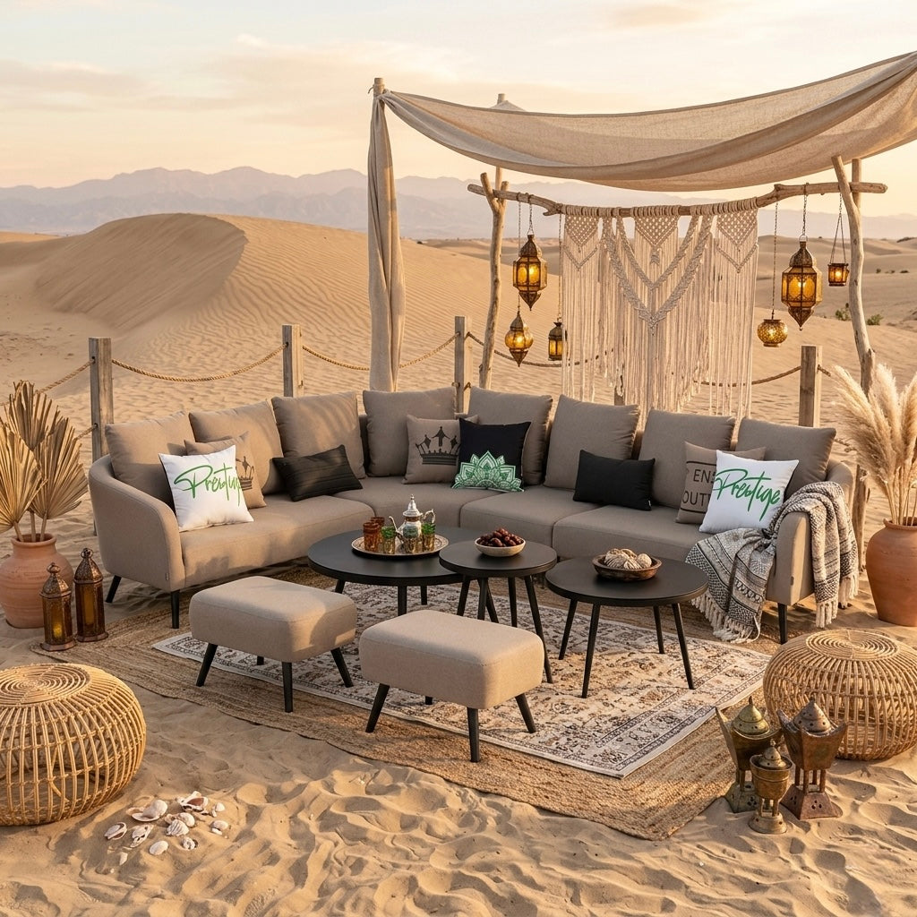 ☀️ AUS DER AUSSTELLUNG ☀️   LUXUS PUR! Outdoor Lounge Set Riviera 100% wetterfest mit LIKA-TEX® Bezug sand