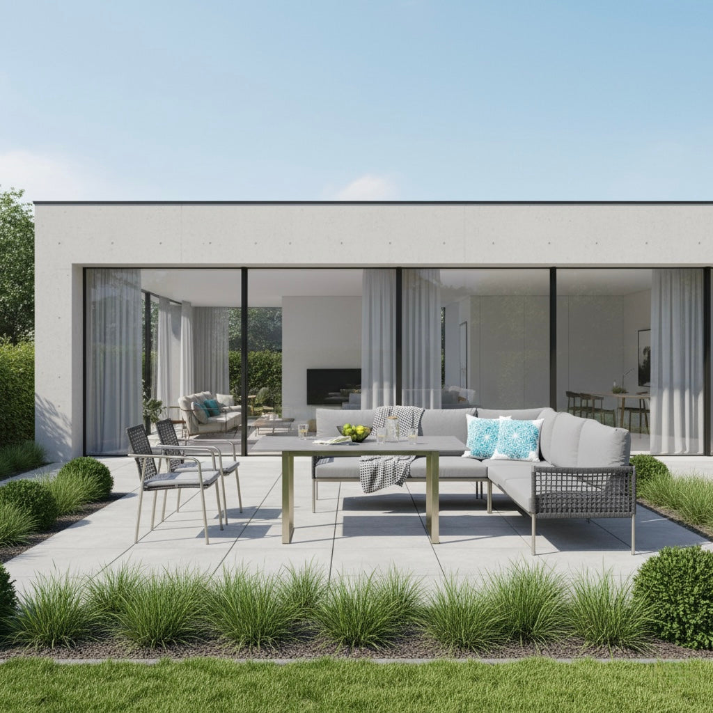 Premium Gartenmöbel Set Edelstahl / Rope Dining Eck Lounge Set Vogue inkl. 2 Sessel