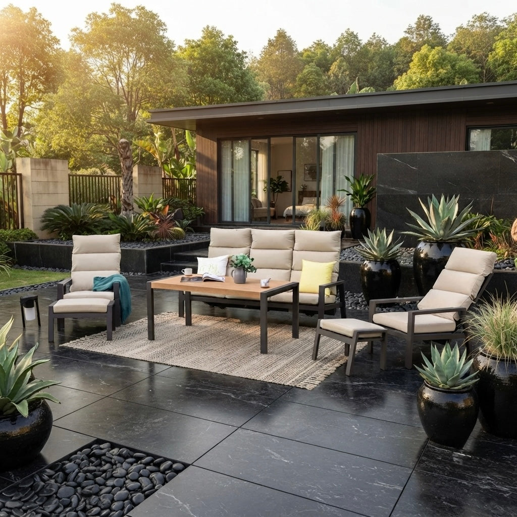 SUMMER SALE ☀️⛱️🏝️  Business Class für den Garten: Dining Lounge Set Sunrise  / Rücken stufenlos verstellbar