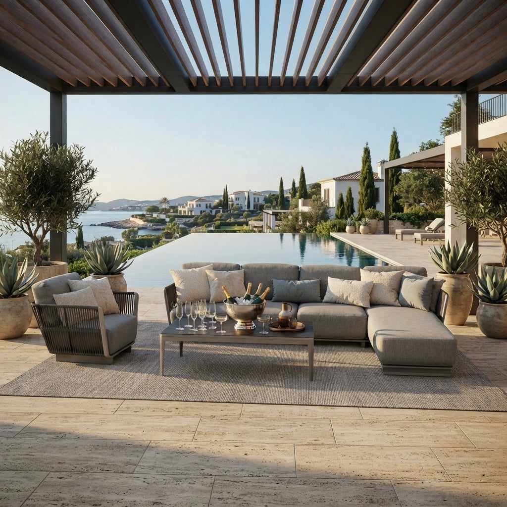 20% extra Rabatt! Die absolute Luxus Lounge: Deluxe Aluminium / Rope Lounge Set Marea BIG SIZE / Wetterfest