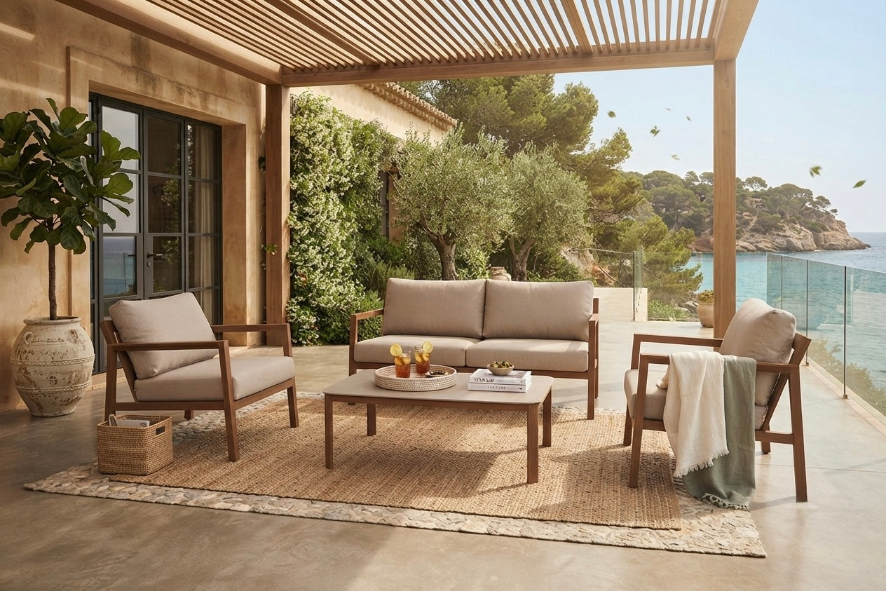 nspired by nature! Lounge Set SAHARA / sieht aus wie Holz ist aber wetterfestes Aluminium!