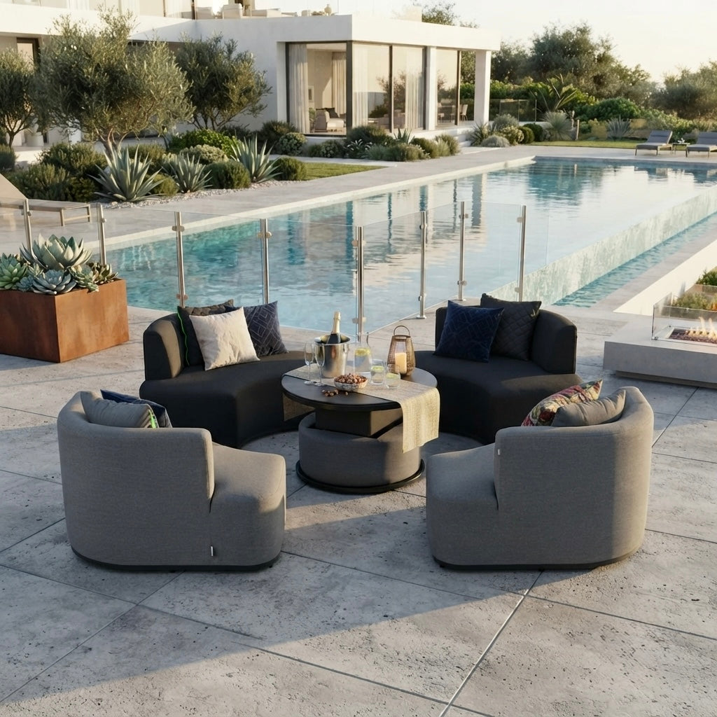 Unsere Pool Lounge! Outdoor Lounge Set Kuredu 100% wetterfest LIKA-TEX® inkl. höhenverstellbarem Tisch