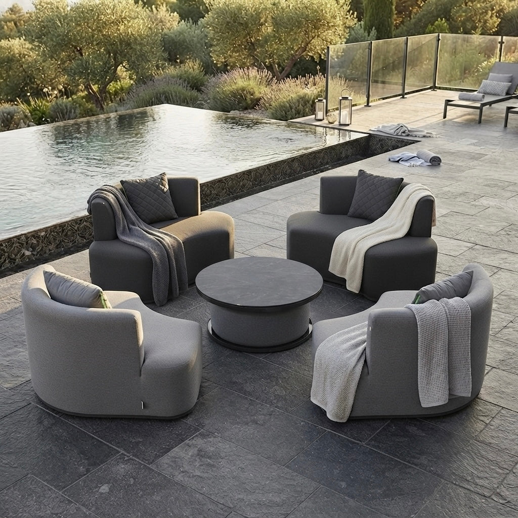 Unsere Pool Lounge! Outdoor Lounge Set Kuredu 100% wetterfest LIKA-TEX® inkl. höhenverstellbarem Tisch