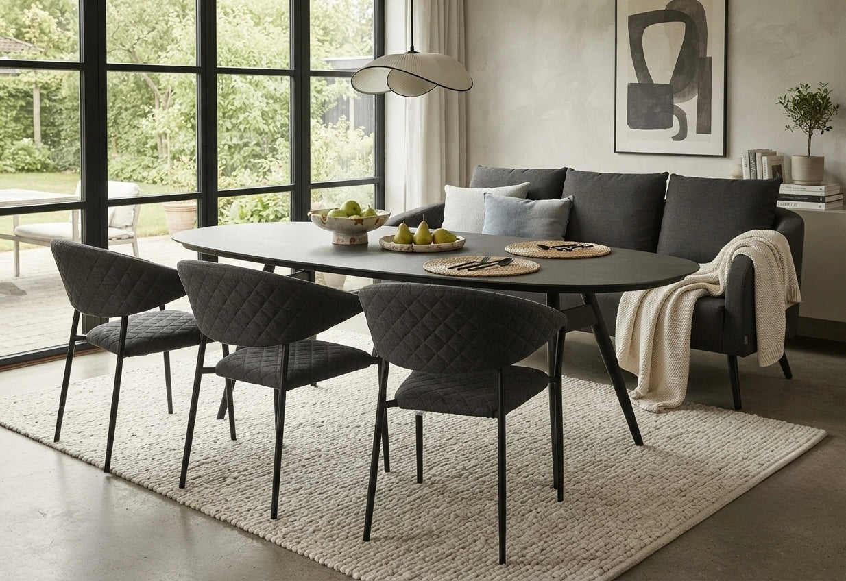 ☀️⛱️🏝️ DEAL OF THE WEEK ☀️⛱️🏝️ Luxus Outdoor Set Puro- bestehend aus: Ovaler Puro Tisch, 1 x Sofa Puro + 3 x Puro Stapelsessel / 100% wetterfest LIKA-TEX® Bezug anthrazit