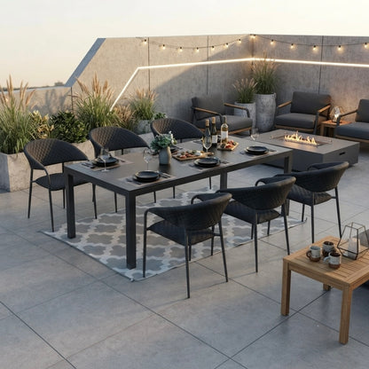 SUMMER SALE ☀️⛱️🏝️  7tlg. Essgruppe Puro - 100% wetterfest LIKA-TEX® Bezug Lava