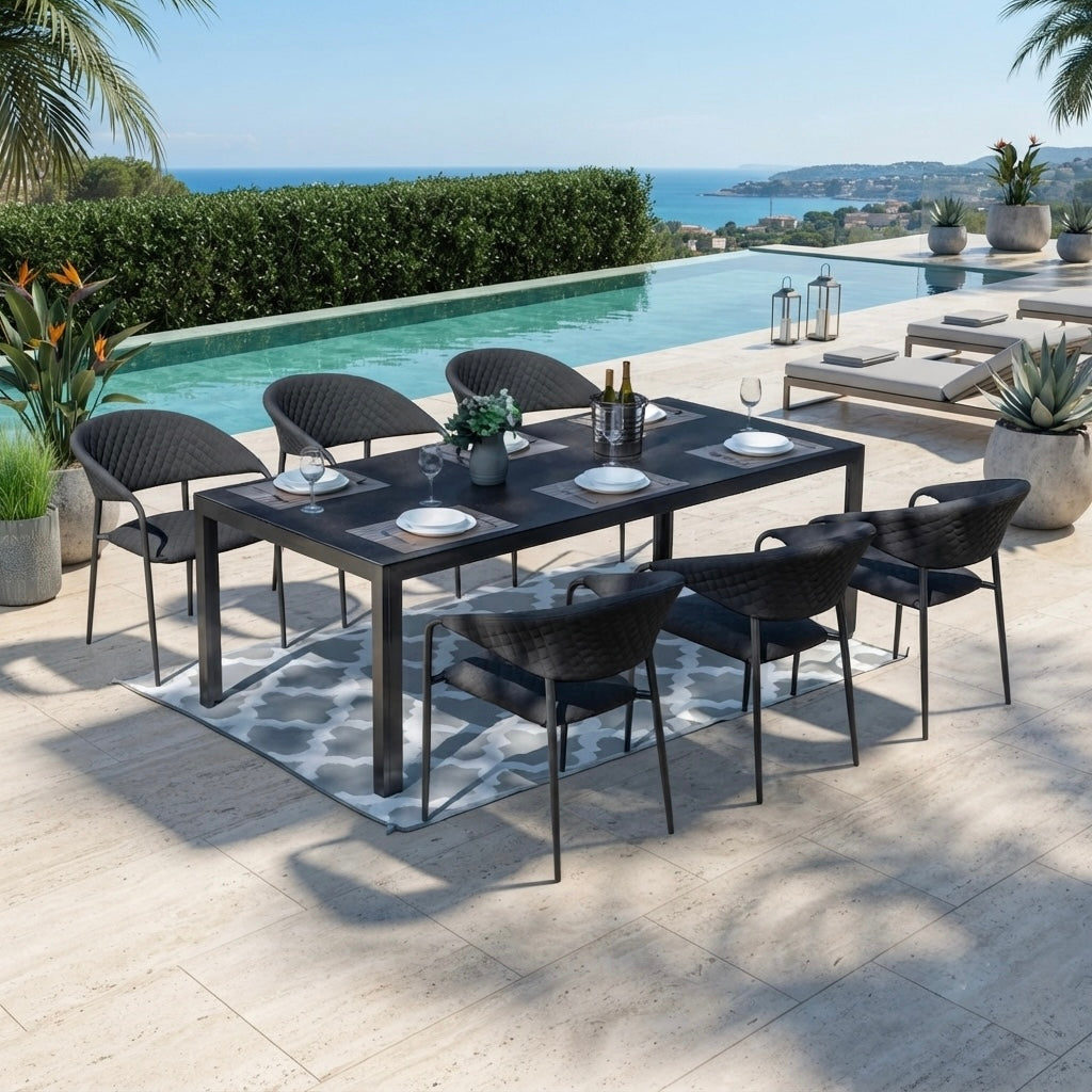 SUMMER SALE ☀️⛱️🏝️  7tlg. Essgruppe Puro - 100% wetterfest LIKA-TEX® Bezug Lava