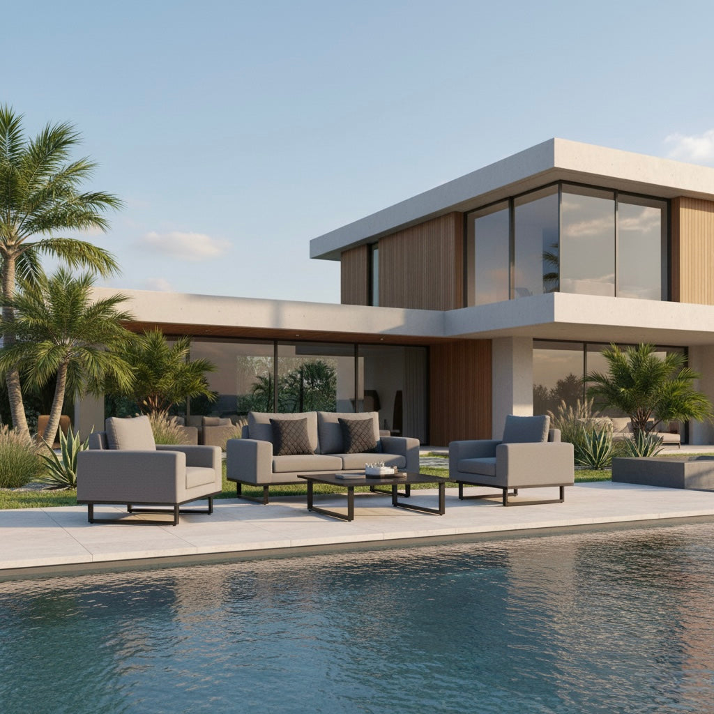 DIE PERFEKTE POOL LOUNGE! Outdoor Lounge Set Sava 100% wetterfest mit LIKA-TEX® Bezug in ash (grau)