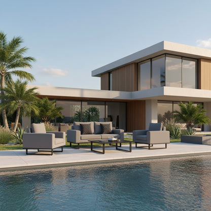 DIE PERFEKTE POOL LOUNGE! Outdoor Lounge Set Sava 100% wetterfest mit LIKA-TEX® Bezug in ash (grau)