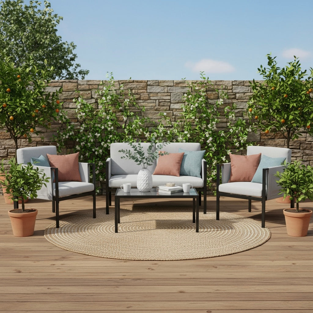 Gartenmöbel Set Samos, eine trendige Lounge inkl. Seitentaschen für extra Stauraum