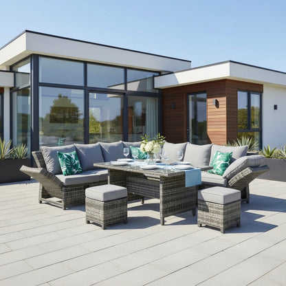 Bestseller: Dining Eck-Lounge Set Havanna Deluxe Moon grey - 3in1 Funktion (variabel stellbar) / stufenlos verstellbare Armlehnen