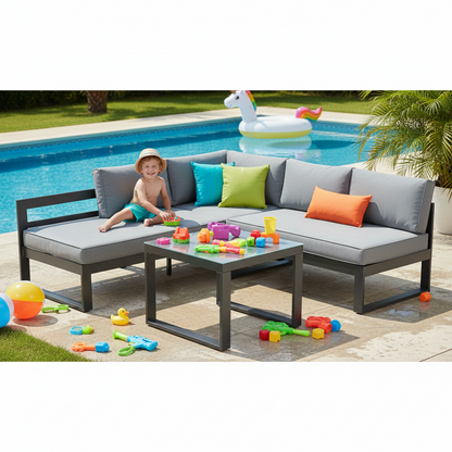 Gartenmöbel Lounge Lugano komfortable Ecklounge mit verstellbarem Kopfteil