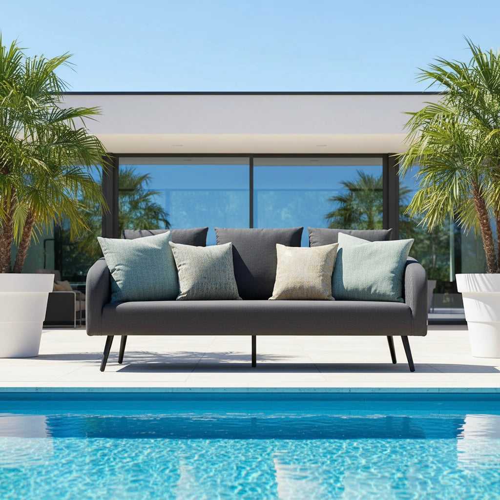 DAS POOL SOFA! Outdoor Sofa Puro 100% wetterfeste LIKA-TEX® Bezug lava (anthrazit)