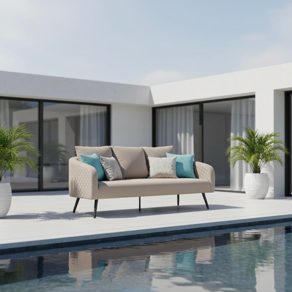 LUXUS! Outdoor Sofa Puro 100% wetterfeste LIKA-TEX® Bezug sand (natur)