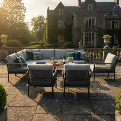 XXL Luxus Aluminium Lounge Set Madri Nero / Wetterfest, Hochwertig &amp; Perfektion in ihrer schönsten Form